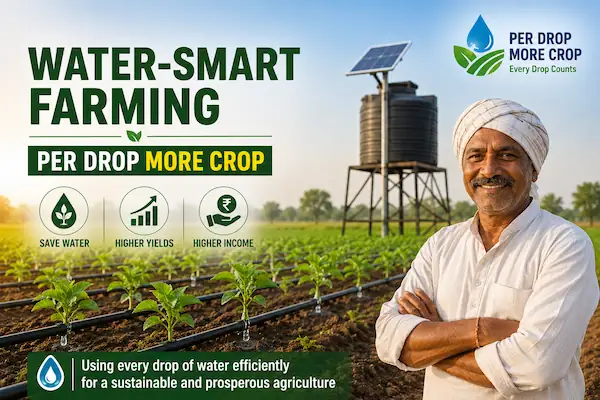 Per Drop More Crop Scheme: Micro Irrigation Reaches 115 Lakh Hectares by July 2026